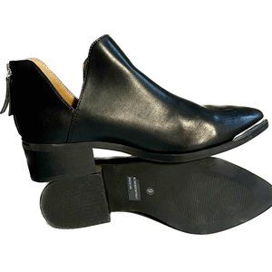 Dolce Vita Black Leather Booties Silver Tip sz 9